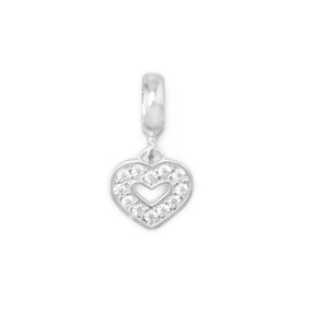 Cut Out CZ Heart Charm Bead