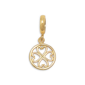 14 Karat Gold Plated Bead with Cut Out Heart Charm