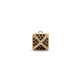 14 Karat Gold Plated Bead with Black CZ Pyramid