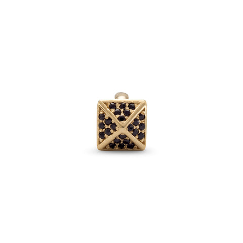 14 Karat Gold Plated Bead with Black CZ Pyramid