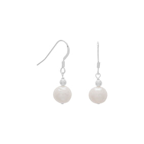 7mm White Cultured Freshwater Pearl Earrings on French Wire