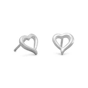 Small Open Heart Post Earrings