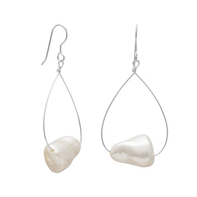 Pear Wire White Shell Earrings on French Wire