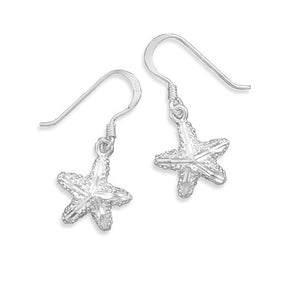 Diamond Cut Starfish Earrings on French Wire