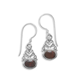 Scroll Design and Garnet Earrings