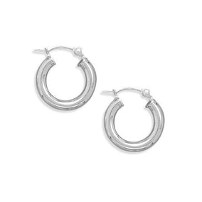 3mm x 15mm Round Hoop Earrings with Click Closure