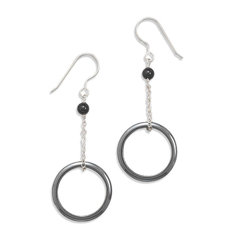 Hematite and Black Onyx French Wire Earrings