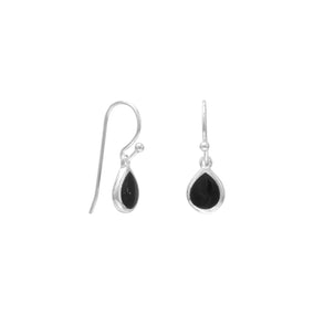Pear Inlay Black Onyx French Wire Earrings