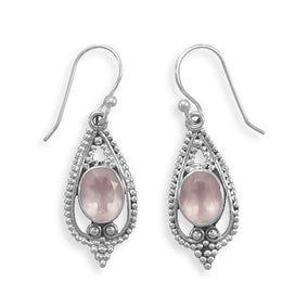 Faceted Rose Quartz French Wire Earrings