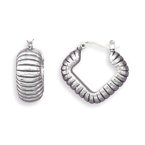 Oxidized Electroform Diamond Shape Hoop Earrings