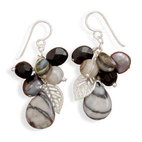 Multistone Cluster French Wire Earrings