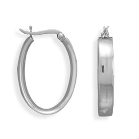 Flat 5.5mm Oval Hoop Earrings