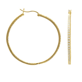 14 Karat Gold Plated CZ Hoop Earrings