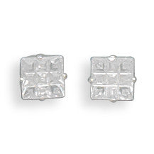 5mm 9 Cut Square CZ Earrings