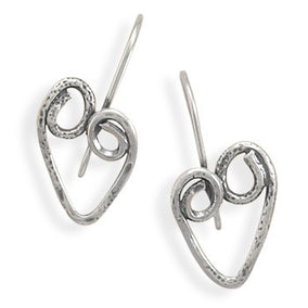 Oxidized Textured Heart Earrings