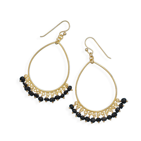 14 Karat Gold Plated Earrings with Black Onyx