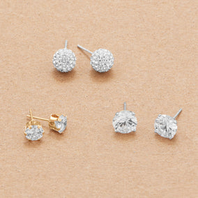 Clear Crystal Ball Earrings