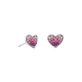 White and Pink Crystal Heart Earrings