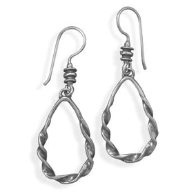 Oxidized Twisted Pear Earrings
