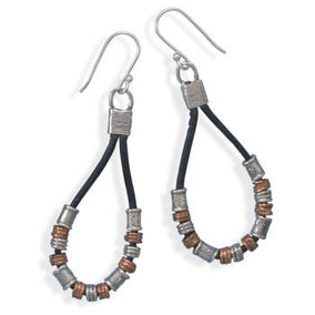 Two Tone and Black Leather Earrings