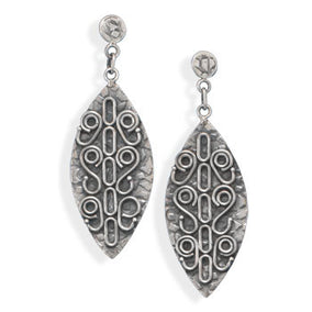 Oxidized Marquise Post Drop Earrings