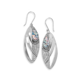 Oxidized Marquise Earrings with Roman Glass