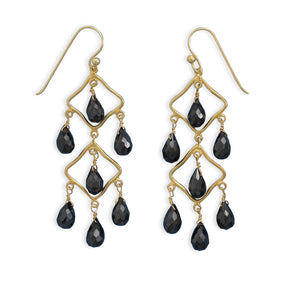 14 Karat Gold Plated Black Spinel Earrings