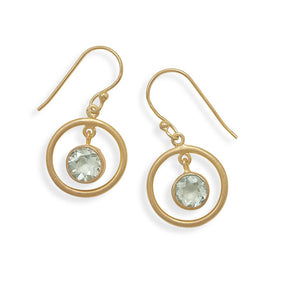 Green Amethyst 14 Karat Gold Plated Earrings