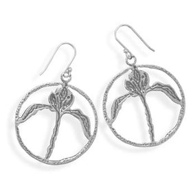 Oxidized Earrings with Iris Design