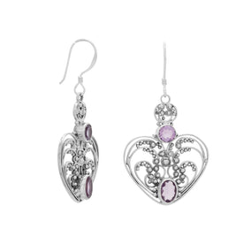 Oxidized Ornate Amethyst Earrings