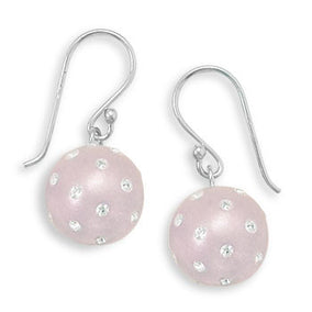 Rhodium Plated Light Pink Earrings with Crystal