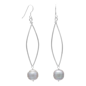 Silver Cultured Freshwater Pearl Drop Earrings