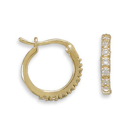 14 Karat Gold Plated CZ Hoops