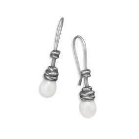 Oxidized Cultured Freshwater Pearl Earrings
