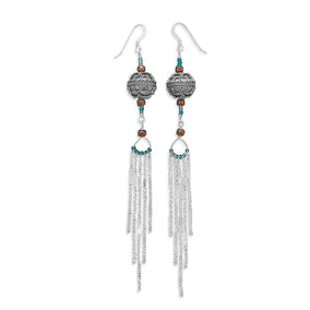 5" Chain Drop Earrings with Bali and Glass Beads
