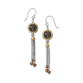 Tri Tone Smoky Quartz Earrings