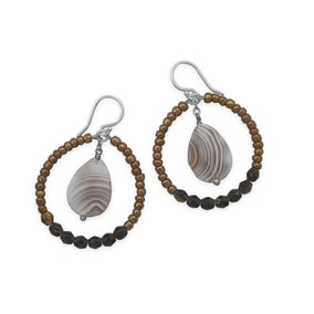 Botswana Agate and Glass Bead Drop Earrings