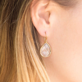 14 Karat Gold Plated Clear Quartz Earrings