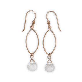 14 Karat Rose Gold Plated Clear Glass Drop Earrings