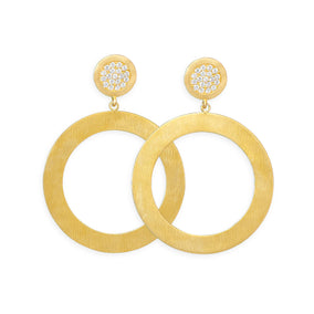 14 Karat Gold Plated CZ Post Drop Earrings