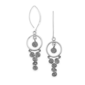 Oxidized Spiral Drop Earrings