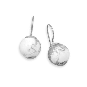 White Howlite Bead Earrings