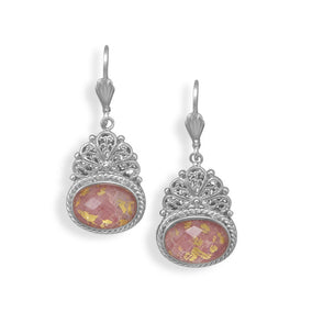 Rhodonite, Gold Leaf and Quartz Earrings