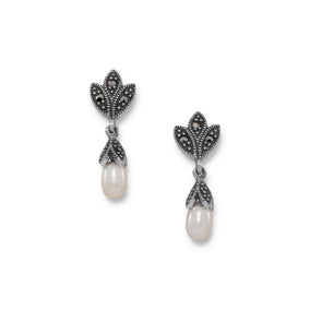 Marcasite and Cultured Freshwater Pearl Earrings