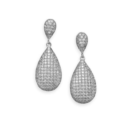 Rhodium Plated Micro Pave CZ Earrings