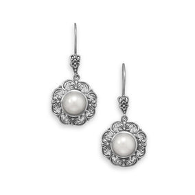 Ornate Cultured Freshwater Pearl Earrings