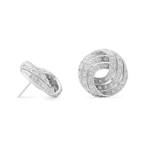 Rhodium Plated CZ Knot Earrings