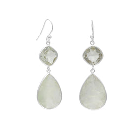 Green Amethyst and Prehnite Drop Earrings
