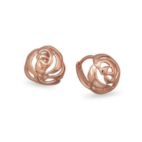 14 Karat Rose Gold Plated Cut Out Rose Design Earrings