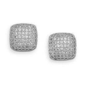 Rhodium Plated Micro Pave CZ Earrings
